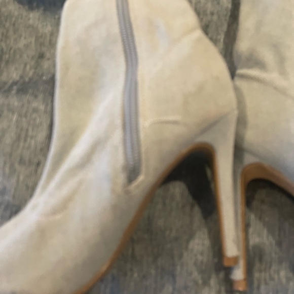 Wild Diva Denim Peep Toe Booties 6 4” Heel - Picture 8 of 8